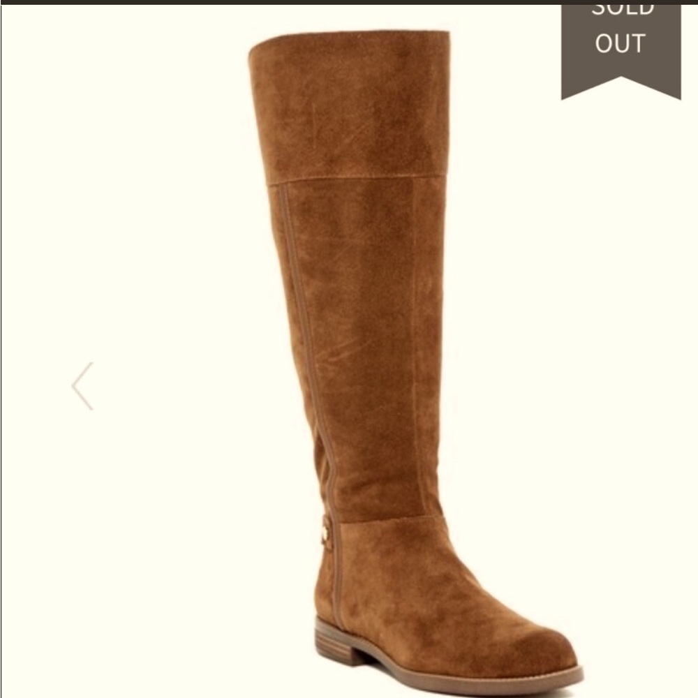 Franco Sarto Caydee suede leather boots chestnut brown 8 8M wide calf.